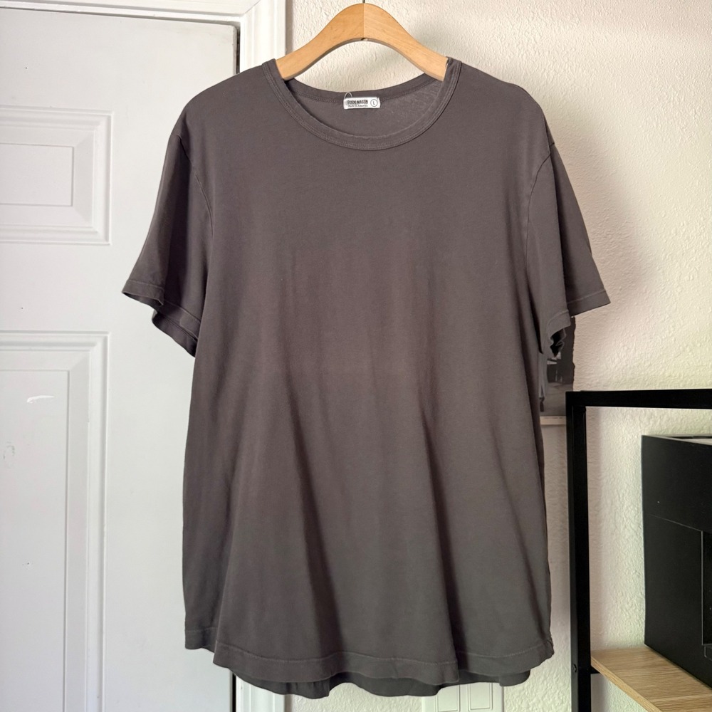 BUCK MASON dark charcoal grey cotton crew neck short sleeve tee t-shirt
